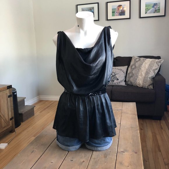 Black Feminine Dressy Smart Set Top | Size S - Picture 7 of 13